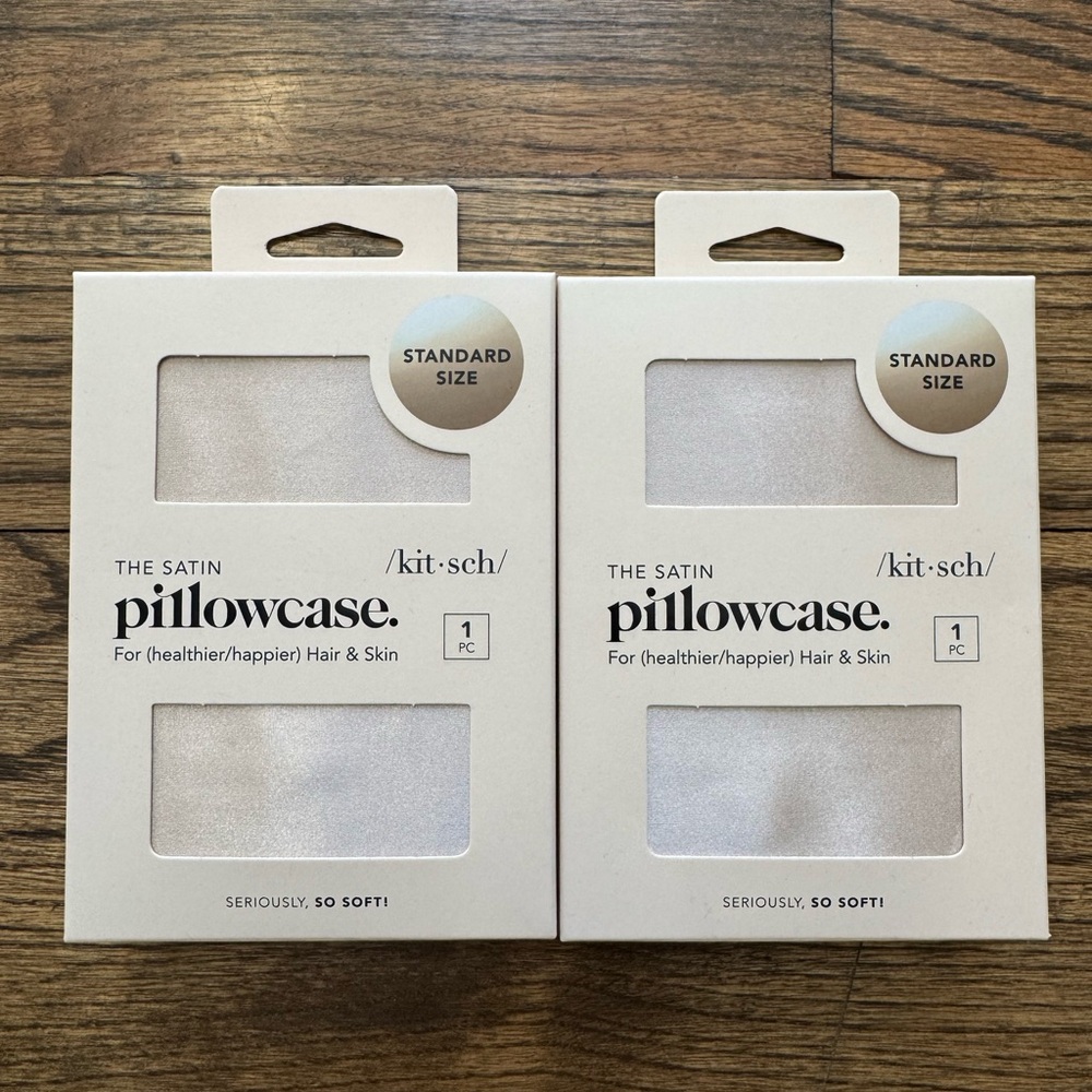 Kitsch Satin Pillowcase Champagne Standard Size Set of 2 New in Boxes